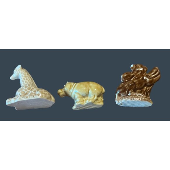 Wade England Animal Miniatures Set Of 3 Giraffe Hippo Bear Ceramic Figurines - Picture 3 of 14